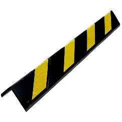 Flexible rubber corner guard to protect walls and vehicles from damage. High visibility with yellow reflective strips. (Keywords: rubber corner guard, wall protector, parking guard)