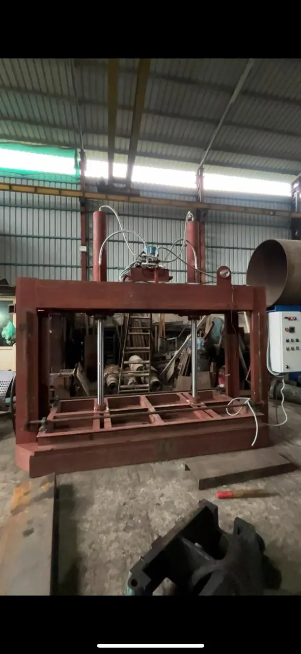 Industrial hydraulic hot press and cold press used for rubber vulcanizing, plywood lamination, and molding applications — high-performance press machine by trusted manufacturer in India.
